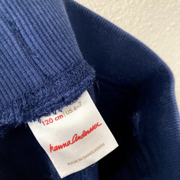 Hanna Andersson Colorblock Side Panel Jogger In French Terry - Navy Blue - 6/7 - Picture 4 of 7